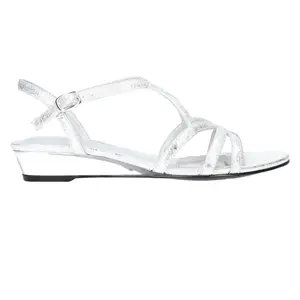 Easy Street Womens Royalty Metallic T Strap  Dress Sandals Low Heel 1-2" - Silver
