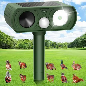 Ultrasonic Pest Repeller, 110° Wide Coverage Solar Rechargeable Animal Scarer, IP44 Weatherproof for Lawn & Backyard Protection
