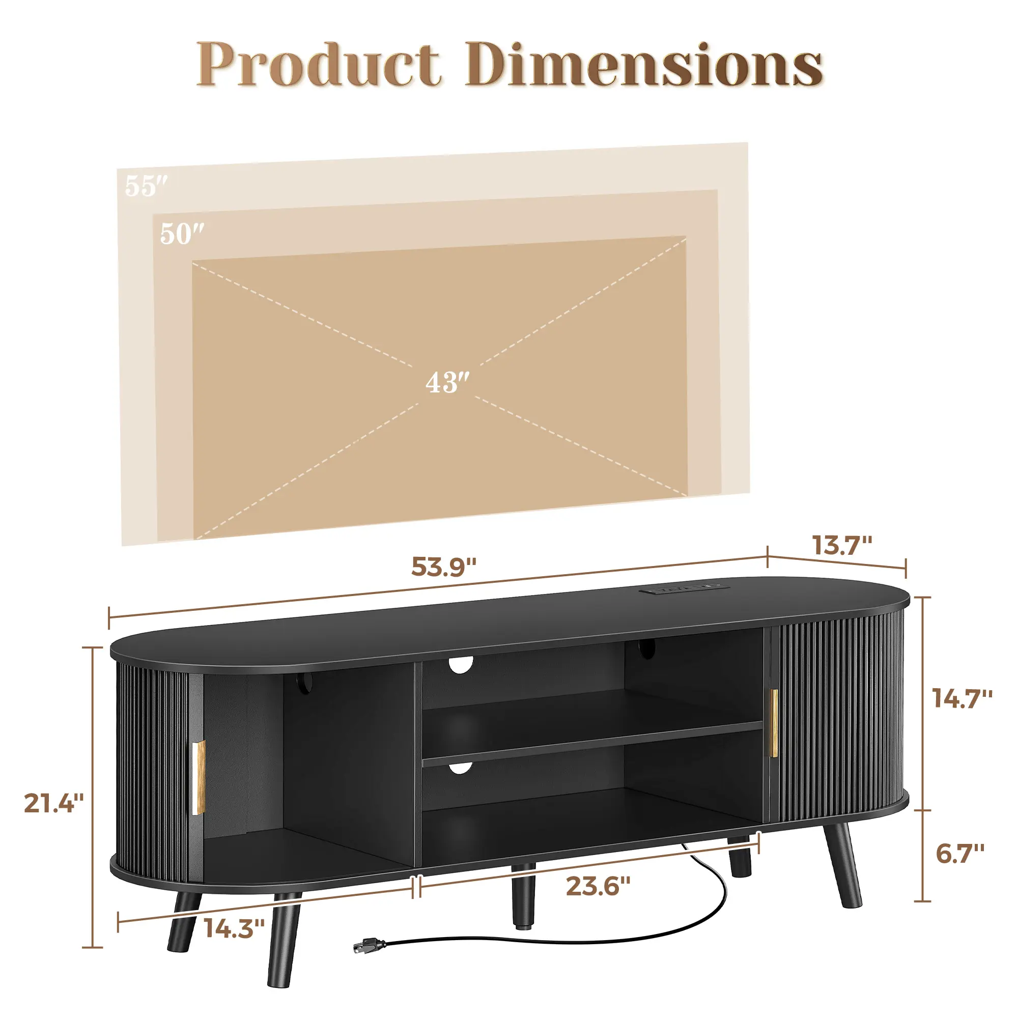 54 Inch Black - Curved Design