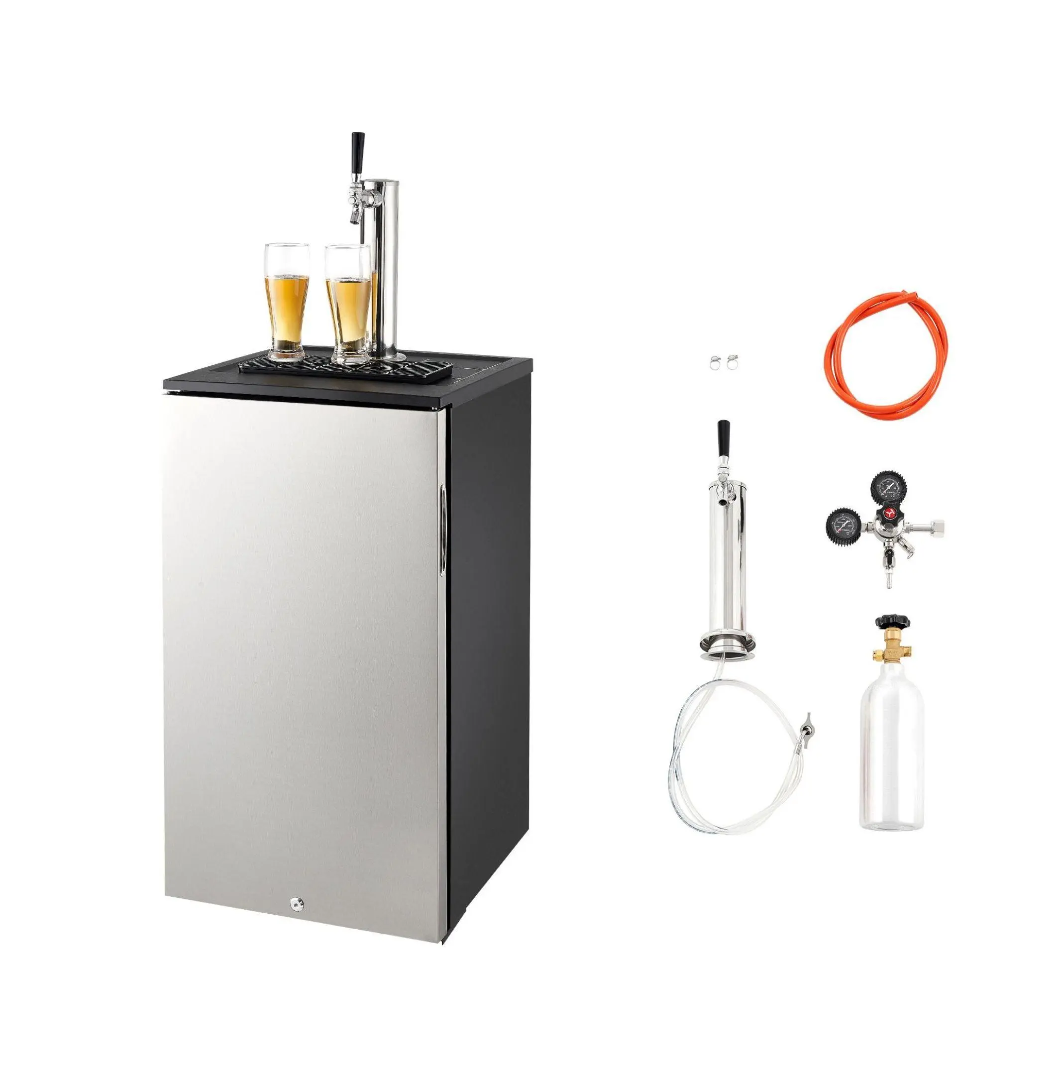 Beer Kegerator Single Tap Dispenser - 1/6 Keg Capacity - Commercial Grade Refrigerator with CO2 Tank & Tower - 92L Default