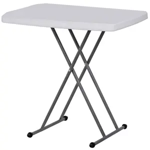 ZENY 2.5FT Small Folding Dining Table Plastic Camping Table Adjustable White