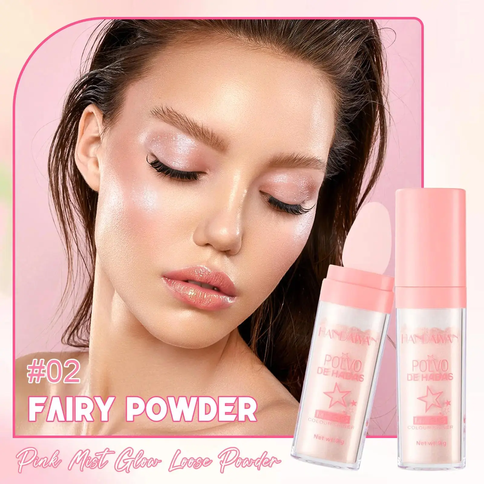 Handaiyan Fairy Dust Glitter Cosmetic Highlighter Set - Shimmer Spray & Patting Powder for Face, Body, Long-Lasting Sparkle for Party, Concert, Airbrush Radiance Makeup