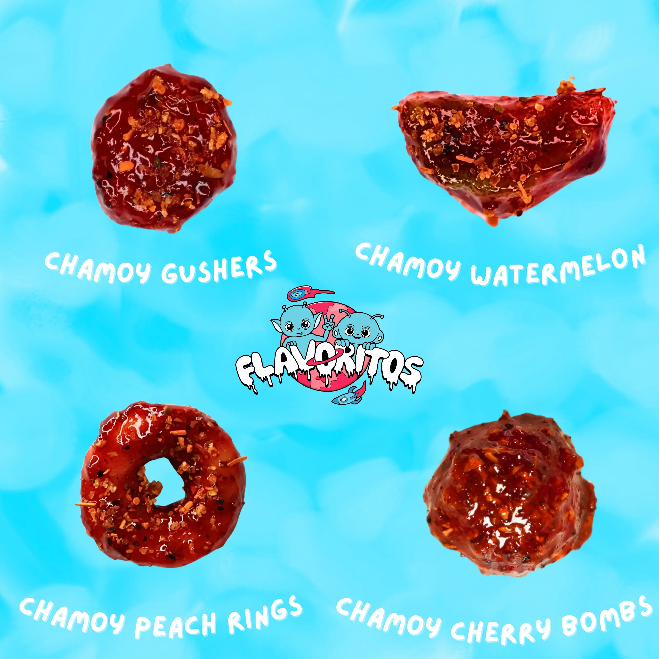Flavoritos Chamoy Gummies, Variety 4-Pack - Sweet and Chili Candy Snack