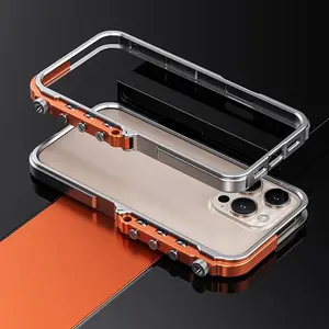 Minimalist Protective Phone Case for iPhone 16 15 14 13 Pro Max Plus, Ultra Slim Aluminum Alloy Bumper, Lightweight Heat Dissipation Design
