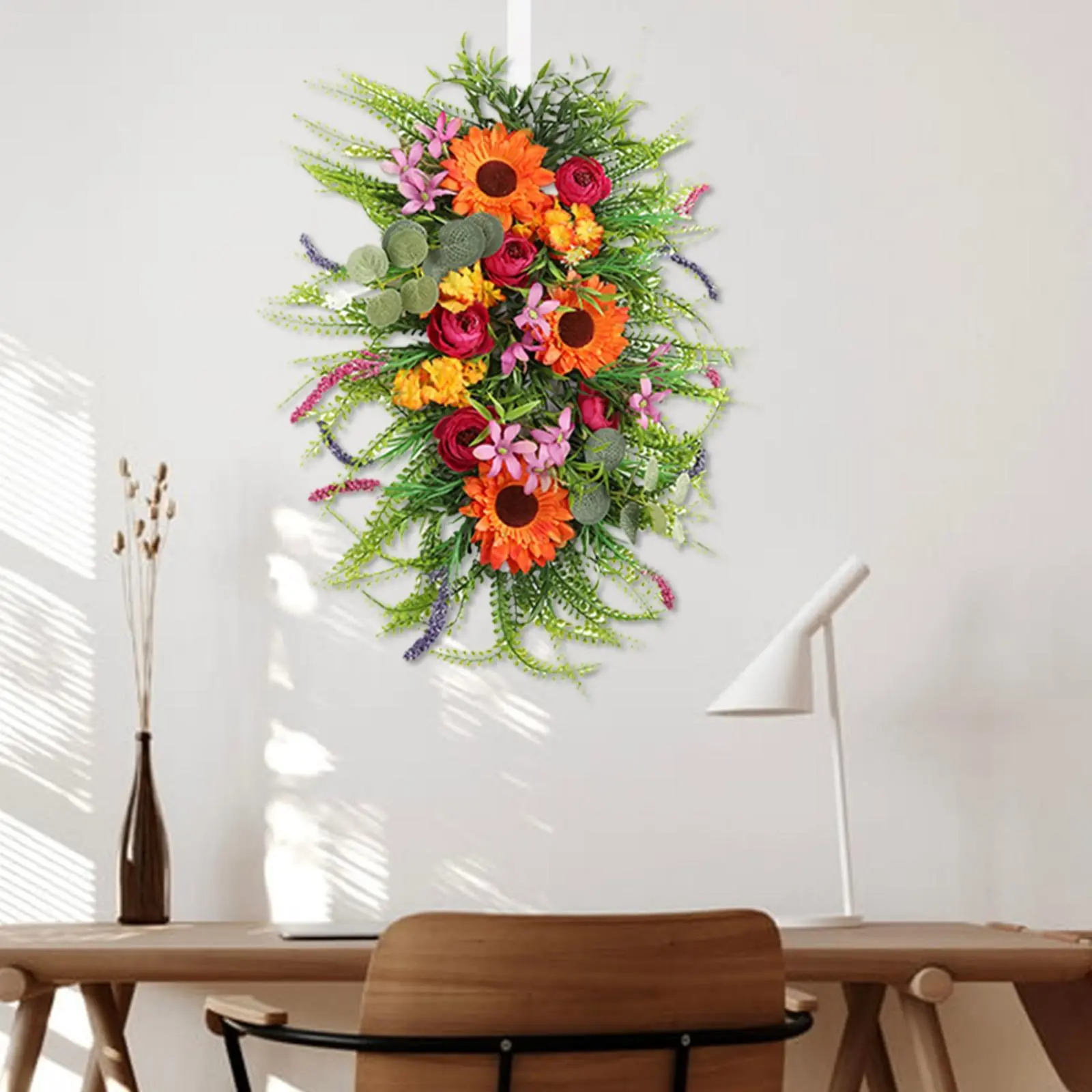 Artificial Peony Wreath Front Door Swag Farmhouse Colorful Cottage Wreath Spring Wreaths