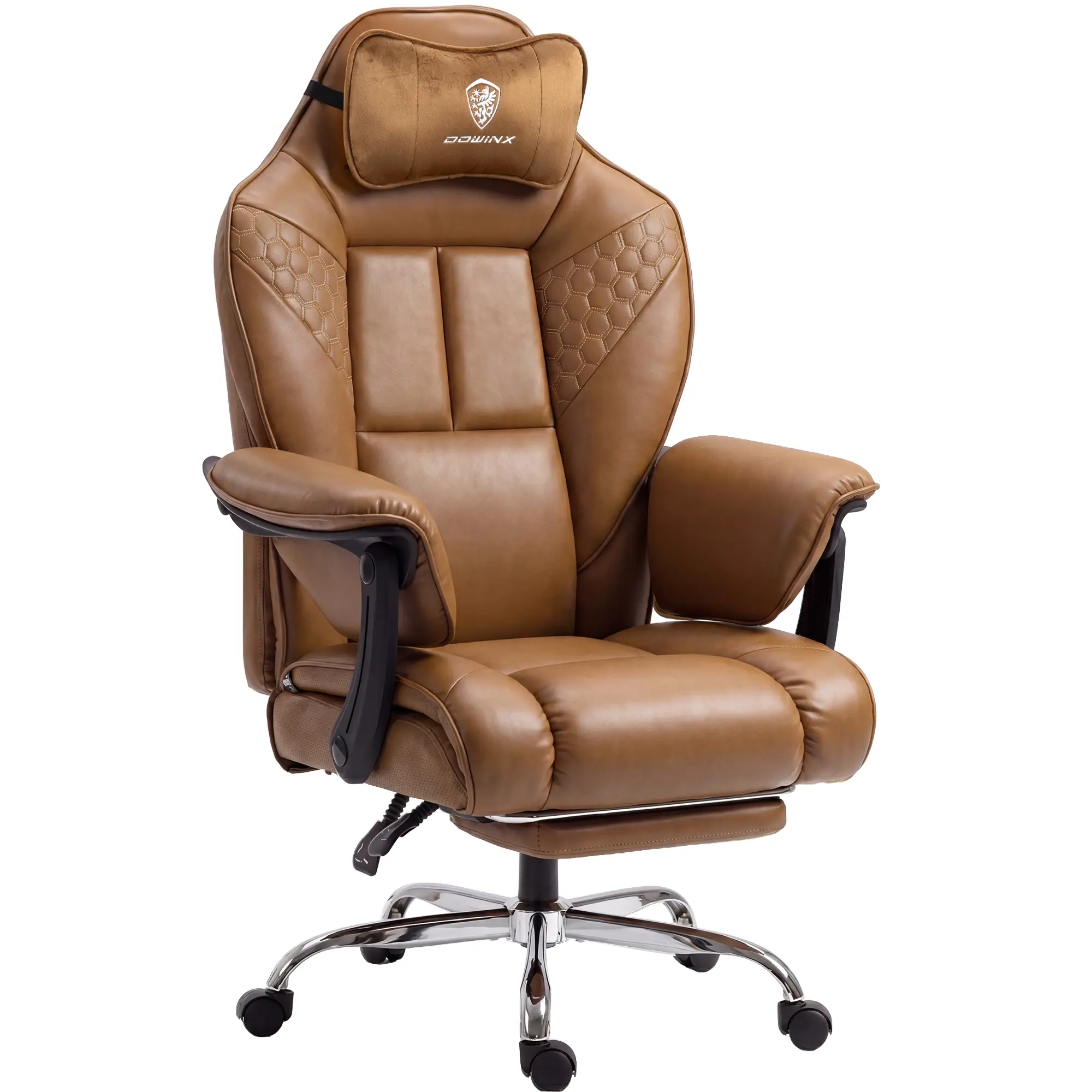 Dowinx Big and Tall Executive Office Chair with Pocket Spring Cushion, High Back, Linkage Armrests, Footrest and PU Leather