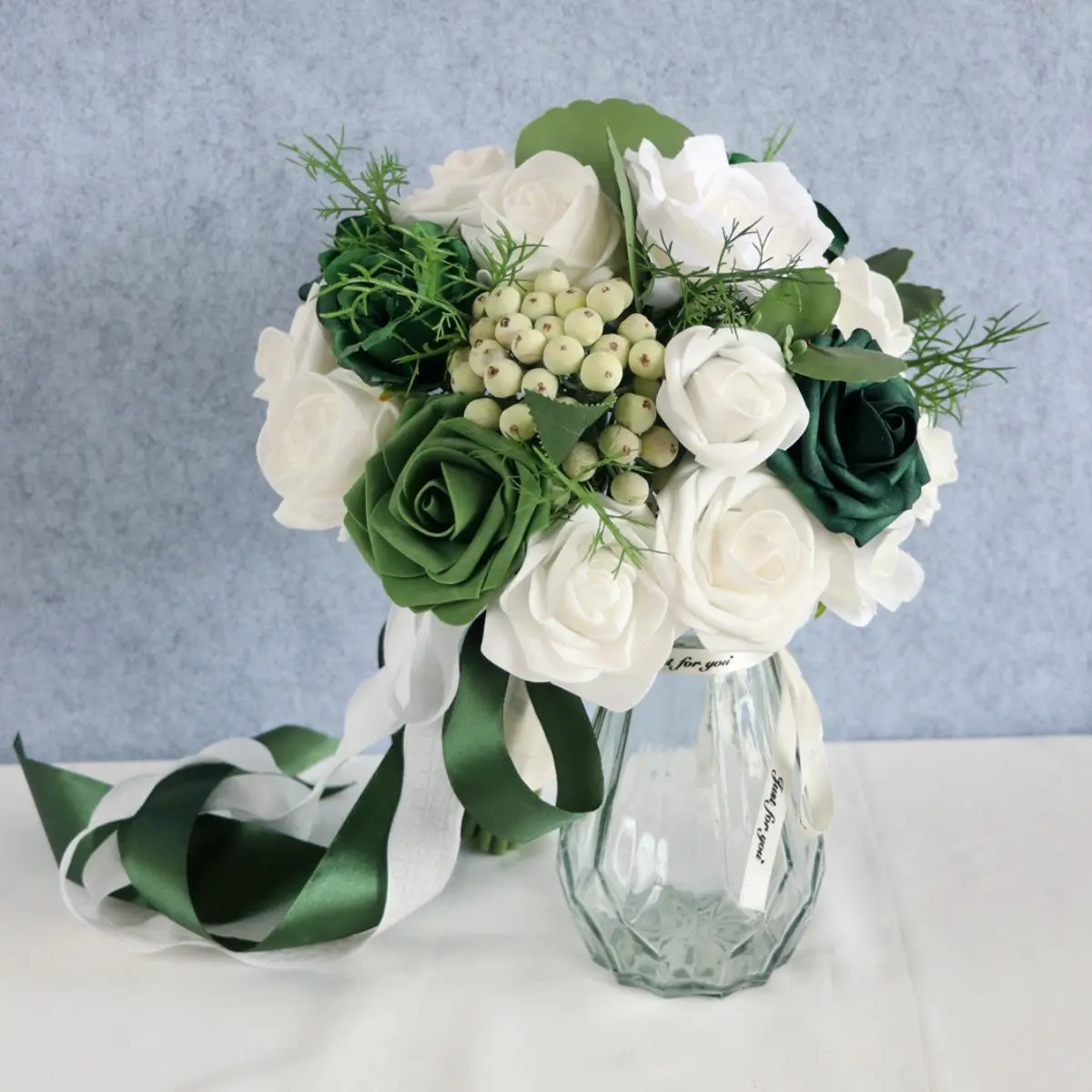 Vibrant Full Bloom Decorative Artificial Rose Bouquet - Long-Lasting Natural-Look Home Supplies, Indoor Table Centerpiece, Mother’s Day Occasion Gift, Wedding Decor, Flowers