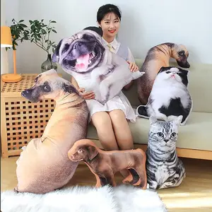 18 Kinds Dog Cat Animal Plush Pillow Both Sides Printing Stuffed Pug Corgi Hound Shar Pei Throw Pillow Sofa Home Decor Men Gift