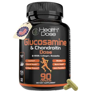 Health Dose Glucosamine & Chondroitin Dose with MSM Collagen Turmeric Ashwagandha Boswellia & Hyaluronic Acid 90 Capsules Unisex Natural Supplements for Joint Support Comfort Mobility Bone Health