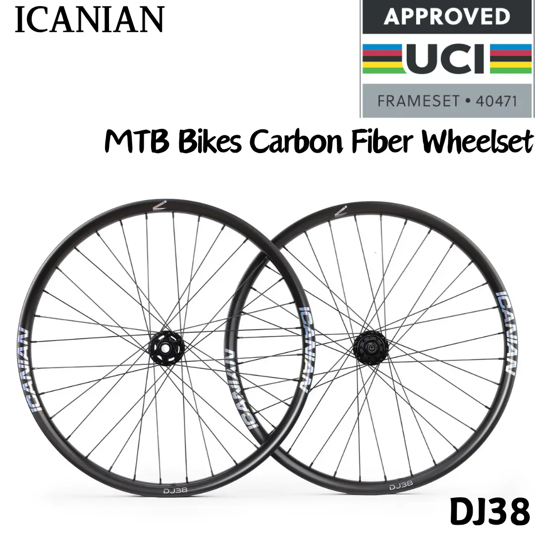 ICANIAN Dirt Jump MTB Wheelset, 26-inch Carbon Fiber Rims with 30mm Inner Width, Hooked Bead & Flat-Top Bead Design, Lightweight 1920g for Slopestyle & Pumptrack, 1920 G ± 30 G