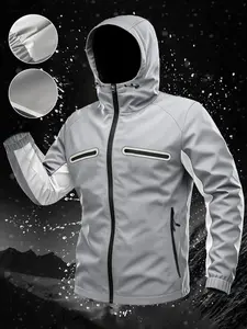 Men's Softshell Military Jacket with Adjustable Hat, Outdoor Adventure Fishing Camping Daily Wear, All-Season Fashionable Outerwear