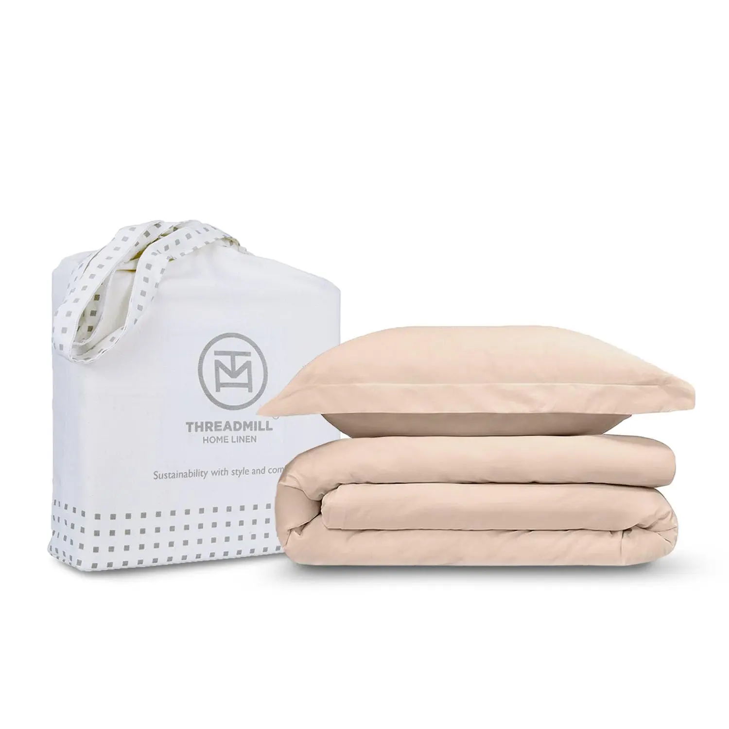 Threadmill Home Linen Twin Size Cotton Duvet Cover 2-Piece Set - Classic Solid Soft Hotel-Inspired Sustainable Bedding, 300 Thread Count Sateen Weave, Breathable, Durable, 1 Pillow Sham, Strong Button Closure, Corner Ties, Machine Washable 2 Piece Sets