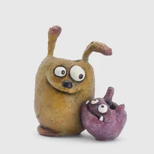 Best Buds Blobhouse Planter: Mini yellow & pink buddy pot for succulents or desk cheer.
