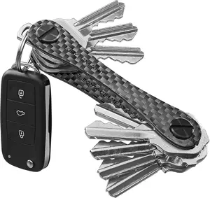 KeySmart Original Key Organizer – Compact, Carbon Fiber 3K, Holds 14 Keys – Minimalist Keychain for a Clutter-Free EDC