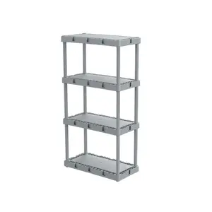 Gracious Living  48 x 24 x 12 in. Plastic 4-Tier Shelving Unit, Gray