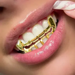 Unique Hip-Hop Tooth Decoration, Fangs Grillz, European and American Rap Singer Style Teeth Jewelry, Trendy Dental Accessory