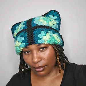 8 Square Beanie Hat Crochet Granny Square Hat Cyber Leaf hats