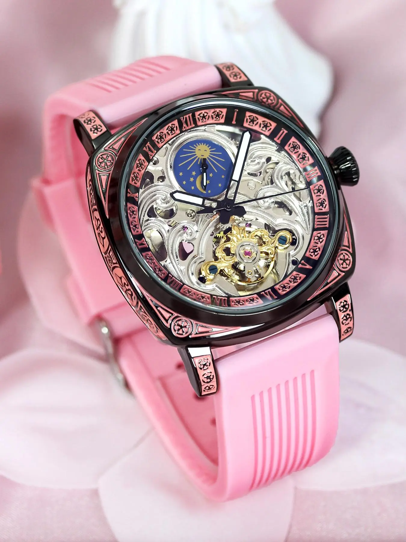 Women's Fashion Mechanical Watch, Fashion Watch with Hollow Out Design, Waterproof Watch with Luminous Dial for Women & Girls, Luminous Fashionable Watch