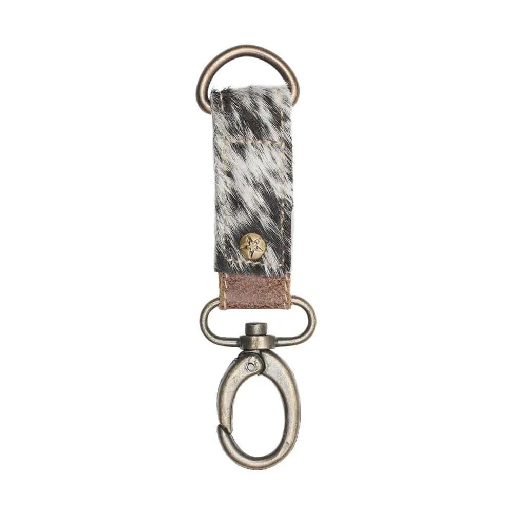 Stylish Myra Black-and-White Handsfree Key Fob Keychain, Fashion Accessory with Keychain Wristlet Strap, Unique Texture Design, Stylish Keychain