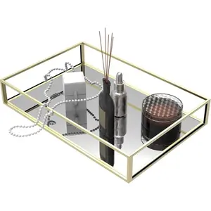 Gold Mirror Vanity Tray Perfume, Jewelry & Makeup Organizer