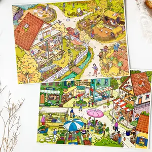 4 Sheets/bag Pet Material Sticker Collage Pack, Carmel Town Series American Town Theme Scenery Stickers, Decorative Decals for Crafts, Scrapbook Materials, Aesthetic Stickers, DIY Decorative Stickers