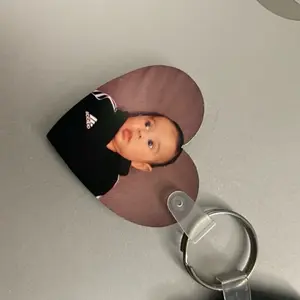 Custom Keychain with Heart-Shaped Design Featuring Adorable Baby Photo Perfect for Personalized Gifts