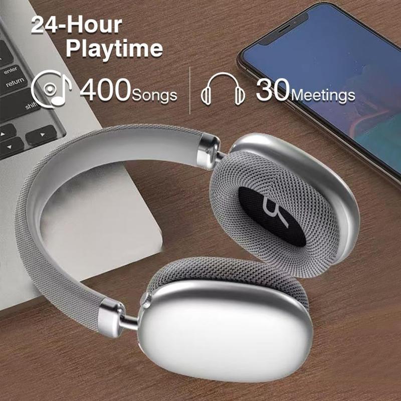 Wireless Over Ear Headphones,Noise Canceling Bluetooth Headphones with Microphone 48H Playtime HiFi Stereo Lightweight Soft Earpads Headset Deep Bass Android iOS Compatibility for Home Travel Office