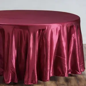 Satin Round Tablecloth 108" Burgundy - Smooth & Durable Table Cover