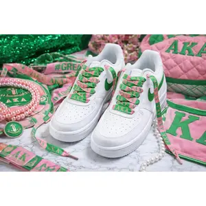 Alpha Kappa Alpha Sorority Shoe Laces AKA Pink Green 125x1.2cm