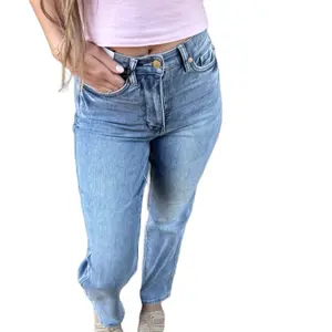 Judy Blue Tummy Control Straight Jeans - Light Blue Denim Fit for Tummy Control