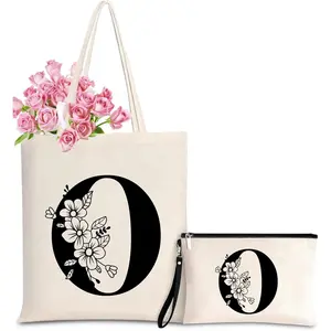 Personalized Initial Tote Bag for Women - Monogrammed Bags with Makeup  Bag for Wedding, Birthday, Teacher, Mother's Day