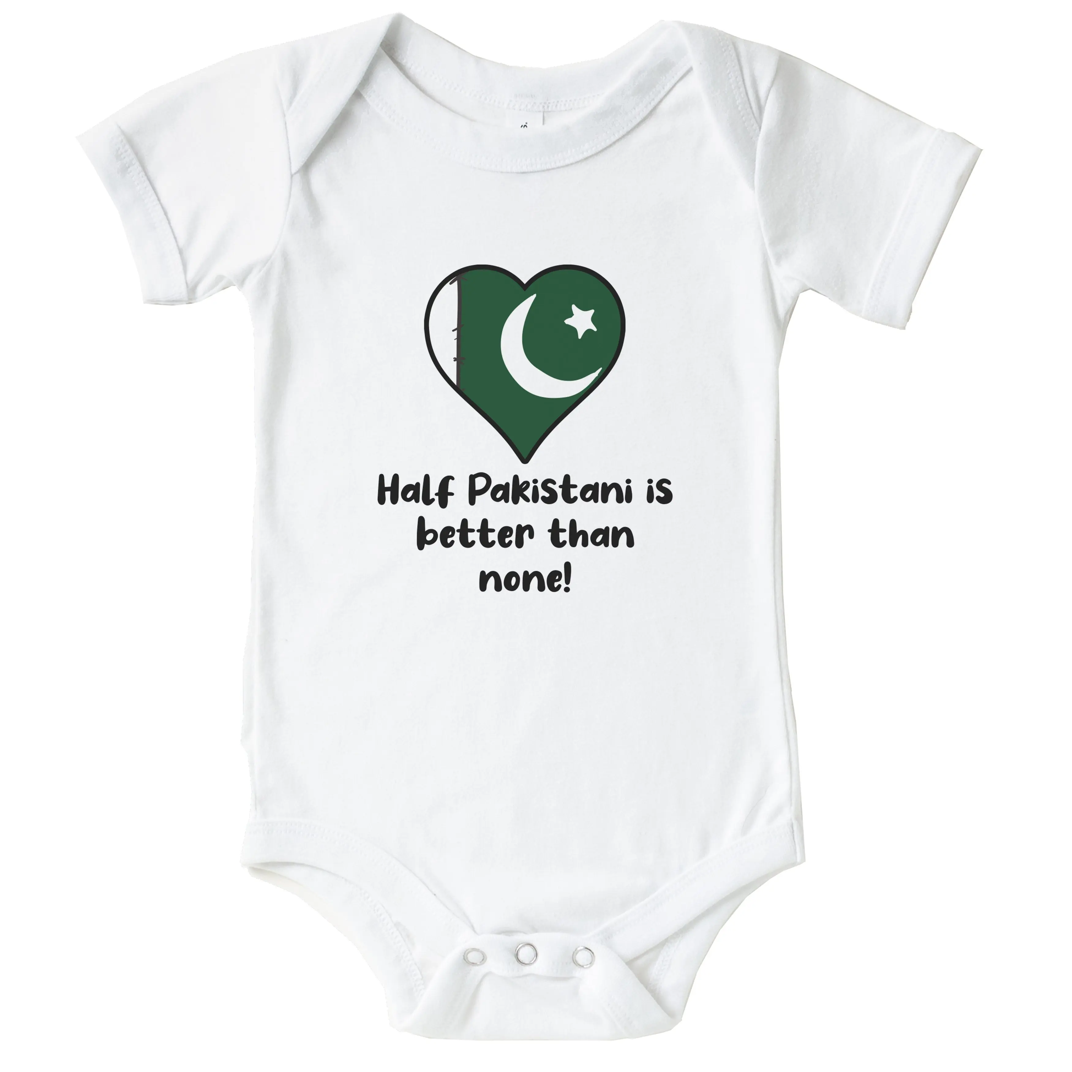 Half Pakistani Is Better Than None Pakistan Flag Heart One Piece Baby Bodysuit
