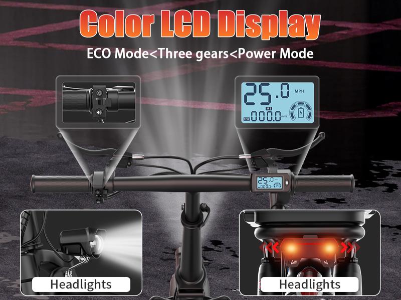 【VoltX】740W Lightweight Double Motor Electric Bike for Adults,20MPH,48V15A Removable Battery,40-45Miles Range,11 shock absorption,Dual-seat design Foldable Double-Suspension  14" Fat Tires 300 Lbs Load for Commuting & All-Terrain Riding，Free accessories