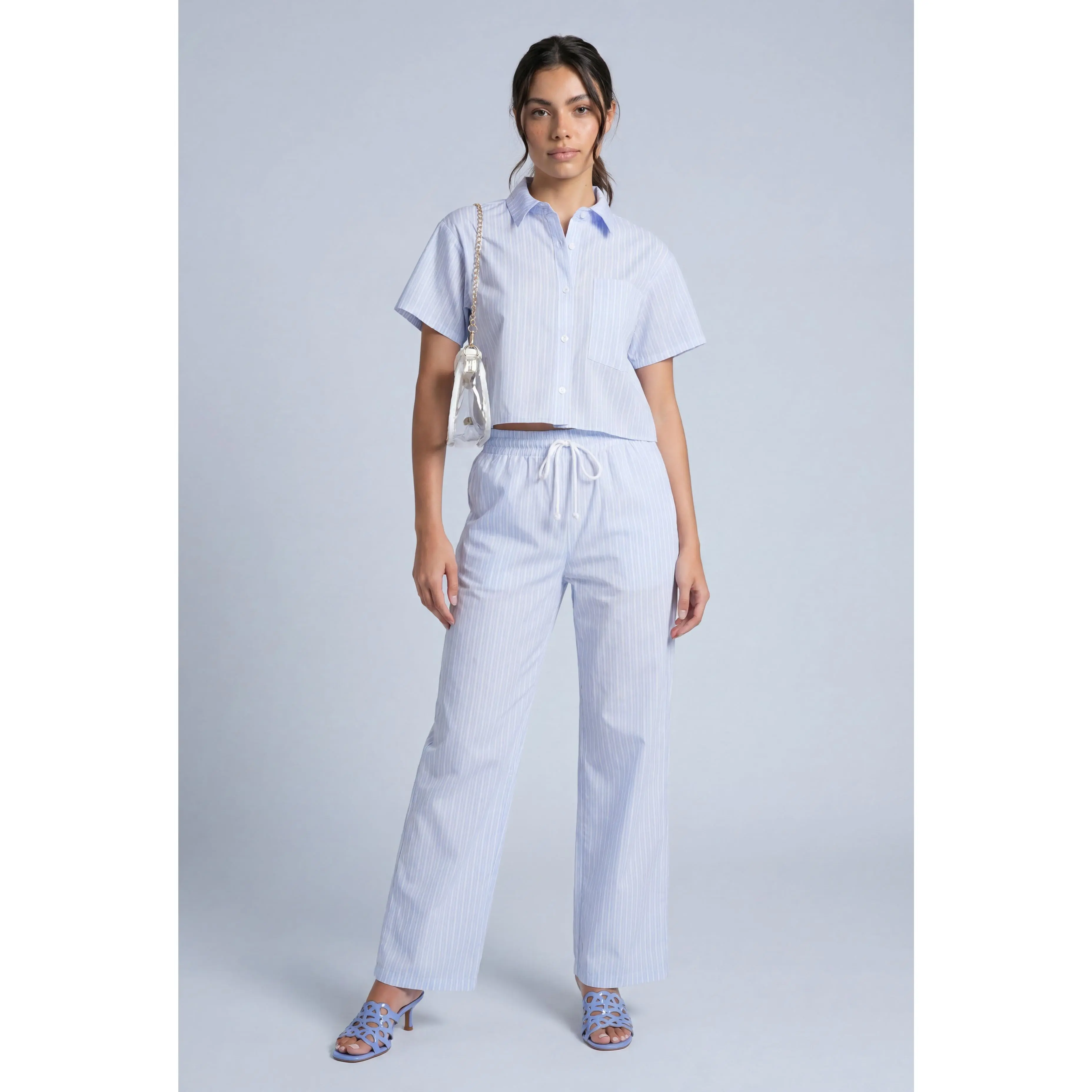 Striped Poplin Pants