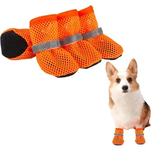 Summer Breathable Dog Shoes for Small Dogs, Breathable Mesh Dog Boots for Summer Hot Pavement, Reflective Adjustable Non Slip Paw Protectors for Small Dogs Cat Puppy