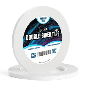 Ultra-Thin Permanent Double-Sided Adhesive Sticky Tape Tear-by-Hand Acid Free 1/4 Inch Wide 200FT Long for Arts Crafts Photography Scrapbooking