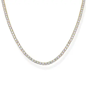 Tewiky Tennis Silver Necklace for Women, 14K Gold Plated/Sterling Silver Cubic Zirconia Chain, Dainty Choker Necklaces for Women Jewelry For Mother's Day gifts