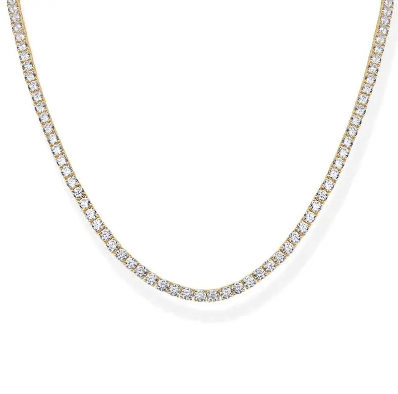 Tewiky Tennis Silver Necklace for Women, 14K Gold Plated/Sterling Silver Cubic Zirconia Chain, Dainty Choker Necklaces for Women Jewelry For Mother's Day gifts summerwins