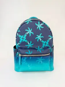 Pre-owned MCM Canvas Backpacks Stark Ceramic Blue Gradation Palm Backpack