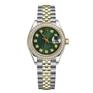 Rolex Lady-Datejust 69173 Automatic 26mm Olive Green Dial Two-Tone Oystersteel & 18K Yellow Gold Aftermarket Diamond Bezel Ladies Watch WHP041134