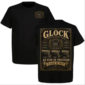 Glock G17 G19 G43X Shirt, In Glock We Trust Vintage Tactical Graphic Tee, Front and Back Print Gift for Men