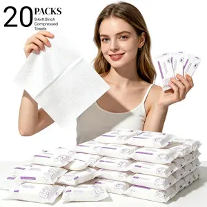 Compressed Towel Tablets, Portable Disposable Face Towels, Individually Wrapped Compressed Towels, Expands with Water, Soft & Lint-Free, 11.8 x 9.4 Inch, Travel Size (20/40/60/80/100/120/200Counts)