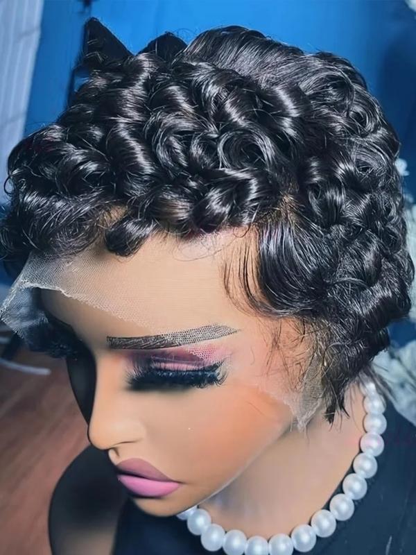 Pixie Curls 13x4 Lace Front Wigs, Short Bob Human Hair Wig for Women, 180% Density Curly Wavy Hair, 6 Inches Pixie Cut Pixie Curls 13x4 Lace Front Wigs, Short Bob Human Hair Wig for Women, 180% Density Curly Wavy Hair, 6 Inches Pixie Cut