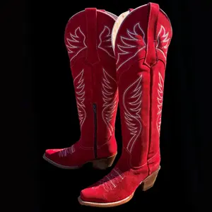 Women’s Valentina Roja Knee High Suede Snip Toe Boots
