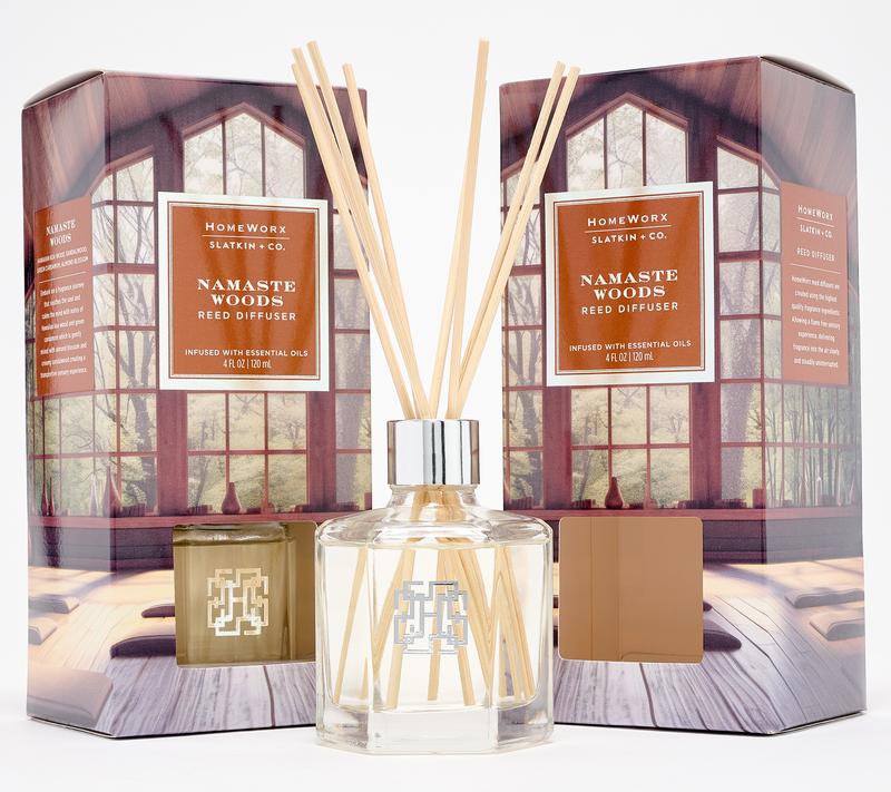 HomeWorx by Slatkin + Co. S/2 Reed Diffusers Namaste Woods
