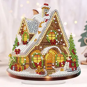 2pcs 2D DIY Diamond Painting Kit - Sparkling Crystal Christmas House Ornaments, Handcrafted Art & Craft Decor for Holiday Parties, Perfect Gift Idea, Best for Christmas, Perfect for Room Decor