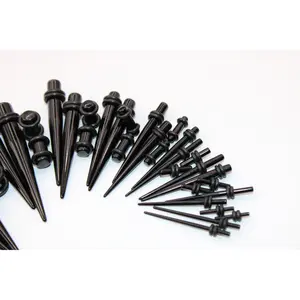 Stretching Taper Kit Includes Acrylic Plugs and Tapers Black – 36 pc Sizes 14G to 00G for Ear Expansion