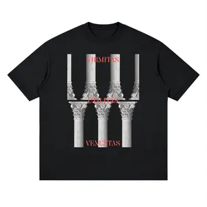Men's Streetwear Loose Drop-Shoulder T-Shirt with Greek Street-Style Graphic Design