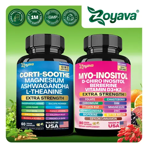 Soothe & Smooth Bundle - Zoyava Cortisol and Myo-Inositol All-in-One Dietary Supplement - Multivitamin Combo with Extra Strength Ingredients for Fitness & Healthcare - MADE IN USA