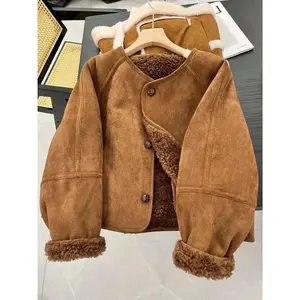 Autumn and Winter Lamb Fur Coat - Korean Brown Jacket with Thick Wool Lining for Warmth and Comfort, Unique Fashion Trend Men's Top